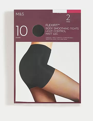 2er-Pack leicht formgebende transparente Strumpfhosen mit Flexifit™ (10 den) für 11€ in Marks & Spencer