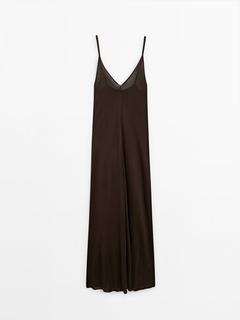 Satin long dress with straps für 149€ in Massimo Dutti