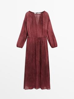 Kleid lang Print schulterfrei für 129€ in Massimo Dutti