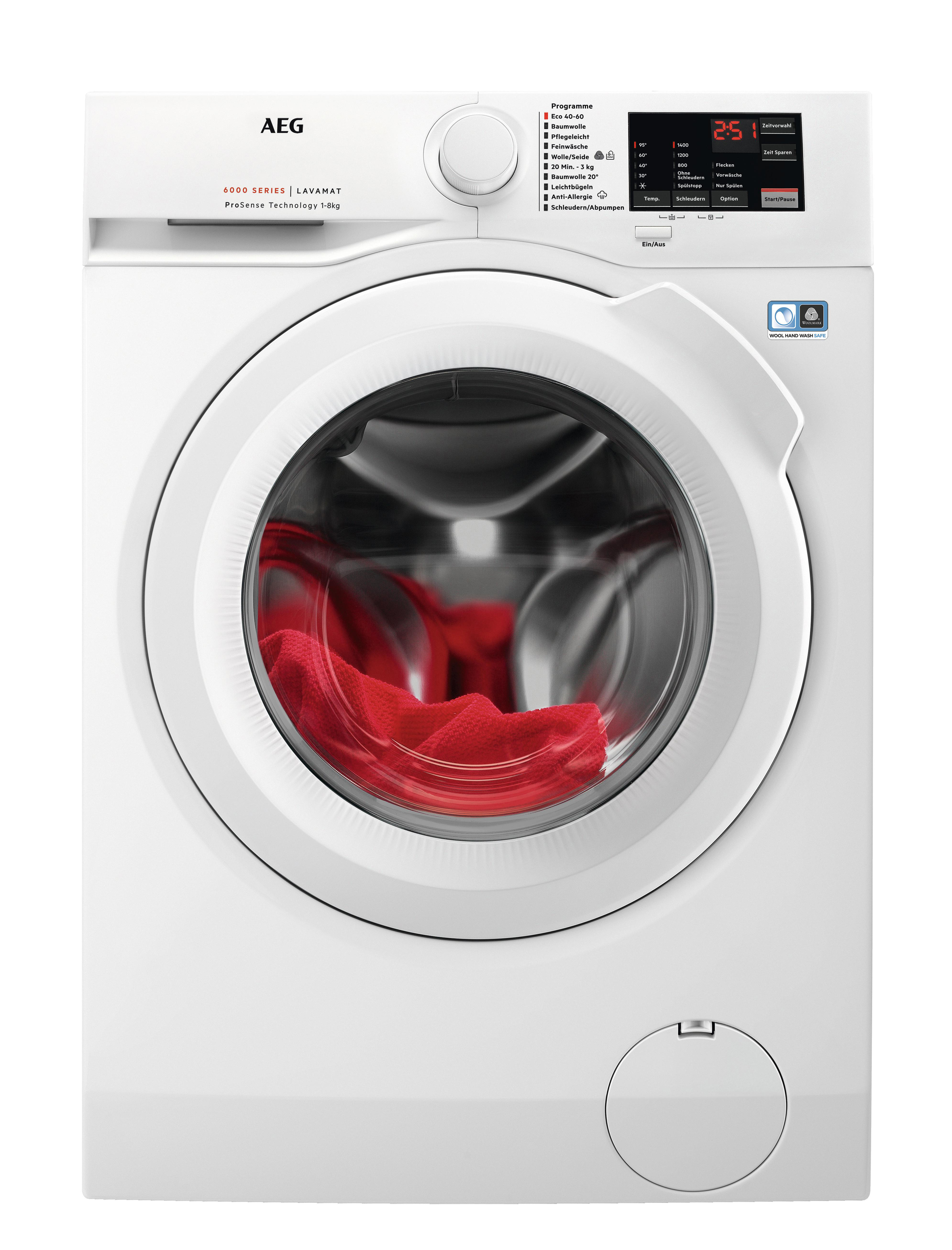 AEG L6FBF57480 Serie 6000 ProSense® mit Mengenautomatik Waschmaschine (8 kg, 1351 U/Min., A) für 499,99€ in Media Markt