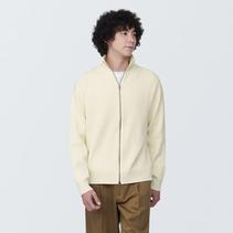 Gerippter Pullover aus Baumwollmischung mit Stehkragen und durchgehendem Reißverschluss für 41,95€ in Muji