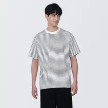 Gestreiftes Jersey‐T‐Shirt mit Rundhalsausschnitt für 7€ in Muji